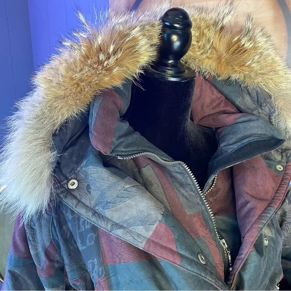 ❌SOLD🏷️Vintage 90s Nils Burgundy Floral Print Ski Jacket - Picture 7 of 15